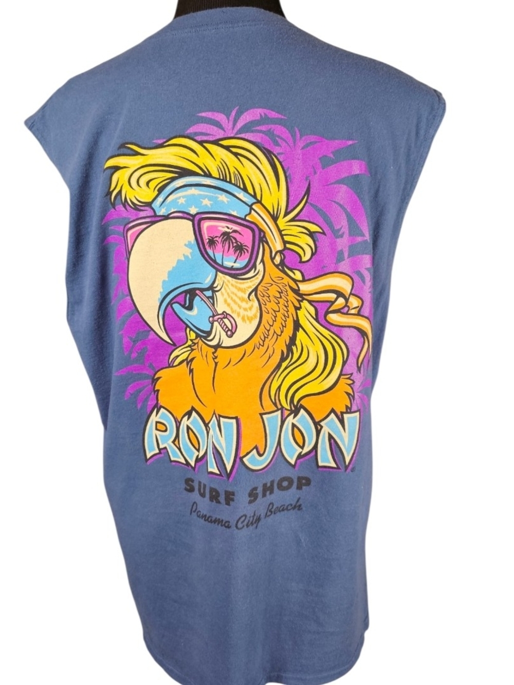 Ron Jon Surf Shop Panama City Beach Sleeveless Tee Parrot Graphic Large